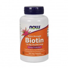 NOW Biotin 10 000 мкг – Биотин для волос, кожи и ногтей, 120 вегетарианских капсул