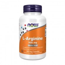 NOW L-Arginine 500 mg – L-аргінін, підтримка кровообігу та м’язової активності, 100 капсул