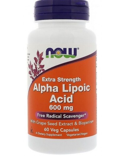 NOW Alpha Lipoic Acid 600 mg — Альфа-ліпоєва кислота, 60 рослинних капсул
