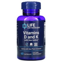 Life Extension Vitamins D and K with Sea-Iodine — Вітаміни D і K з морським йодом, 60 капсул