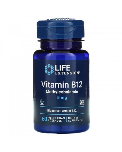 Life Extension Vitamin B12 Methylcobalamin — вітамін B12 метилкобаламін, 5 mg, 60 вегетаріанських льодяників