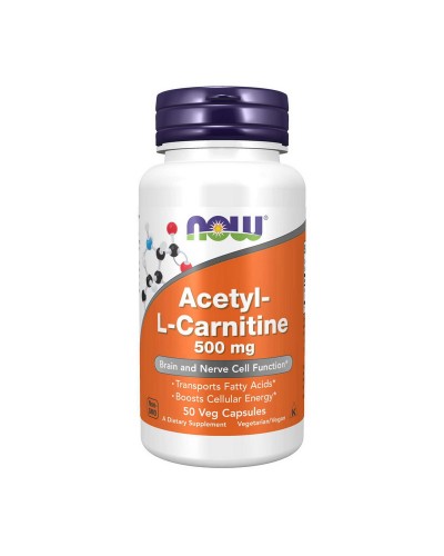 NOW Acetyl L-Carnitine 500 mg — Ацетил L-карнітин, 50 вег капсул