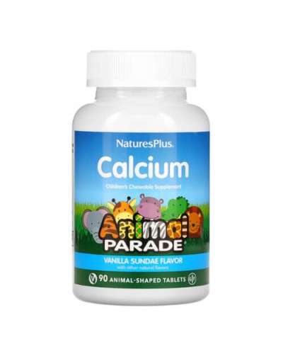 Nature’s Plus Animal Parade Calcium Vanilla Sundae — Дитячий кальцій, жувальні таблетки, 90 табл