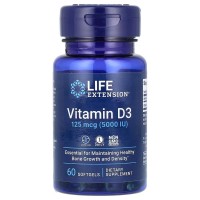 Life Extension Vitamin D3 125 mcg (5000 IU) — Витамин D3, 60 капсул