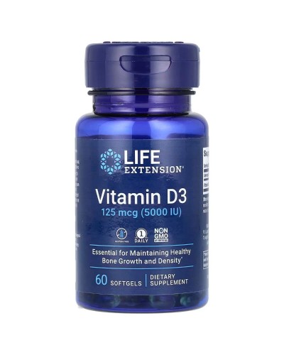 Life Extension Vitamin D3 125 mcg (5000 IU) — Вітамін D3, 60 капсул