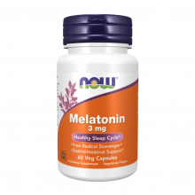 NOW Melatonin 3 mg – Мелатонін, підтримка сну і циркадних ритмів, 60 капсул