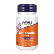 NOW Melatonin 3 mg – Мелатонін, підтримка сну і циркадних ритмів, 60 капсул