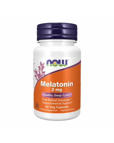 NOW Melatonin 3 mg – Мелатонин, поддержка сна и циркадных ритмов, 60 капсул