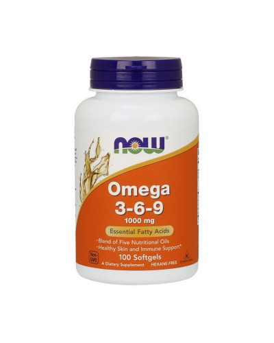 NOW Omega 3-6-9 1000 mg – Омега 3-6-9 для сердца, мозга и суставов, 100 капсул