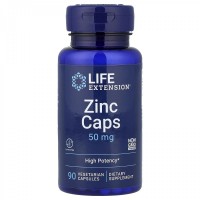 Life Extension Zinc Caps High Potency 50 mg — Цинк, 90 вег капсул