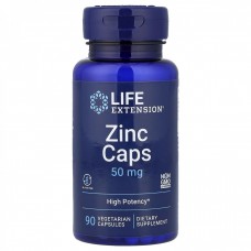 Life Extension Zinc Caps High Potency 50 mg — Цинк, 90 вег капсул
