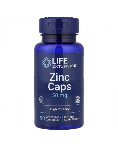 Life Extension Zinc Caps High Potency 50 mg — Цинк, 90 вег капсул