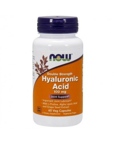 NOW Hyaluronic Acid 100 mg – поддержка суставов и кожи, 60 растительных капсул