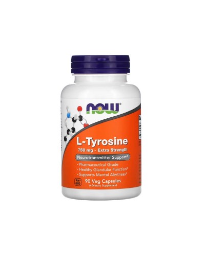 NOW L-Tyrosine 750 mg Extra Strength — Л-Тирозин, 90 капсул