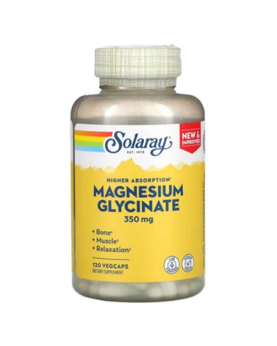 Solaray High Absorption Magnesium Glycinate 350 mg — Висока абсорбція магнію гліцинату, 120 капсул