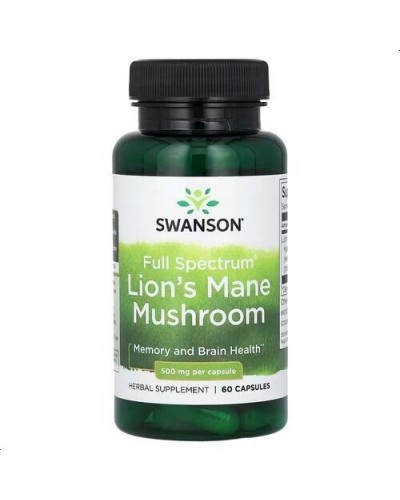 Swanson Full Spectrum® Lion's Mane Mushroom 500 mg — Гриб львина грива 500 мг, 60 веганських капсул