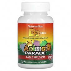 Nature's Plus Animal Parade Vitamin D3 Cherry 12.5 мкг (500 МО) — Дитячий вітамін D3, вишня, 90 жувальних таблеток