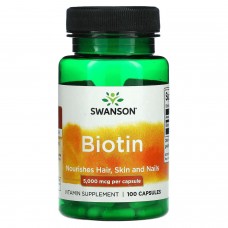 Swanson Biotin 5000 mcg — Биотин 5000 мкг, 100 вегетарианских капсул