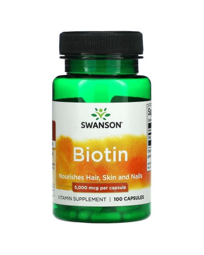 Swanson Biotin 5000 mcg — Биотин 5000 мкг, 100 вегетарианских капсул